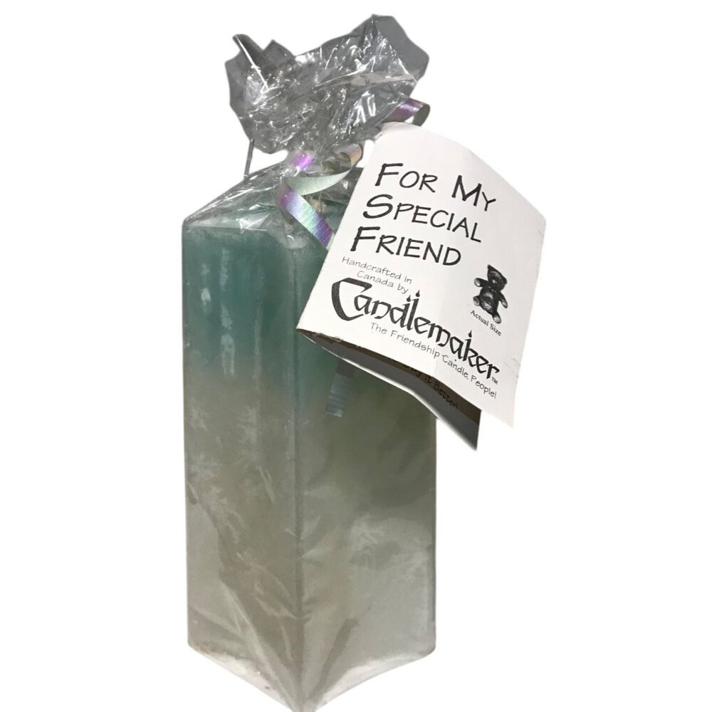 Candlemaker Candle Special Friend W/ Pewter Teddy Bear Surprise Diamond Shape 6”